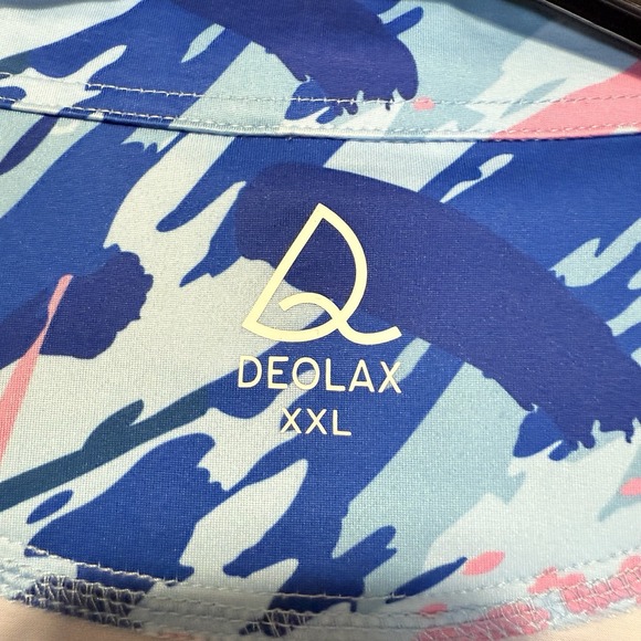 Deolax Golf Polo Shirt 2XL Colorful Geometric Stretch Performance Preppy Golf - Picture 4 of 6